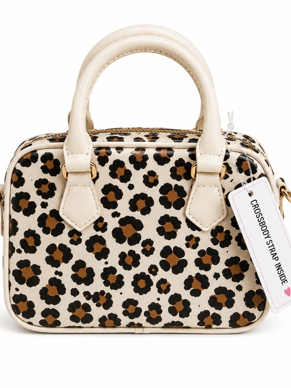 Leopard Print Crossbody Purse Mini Handbag Gold Hardware